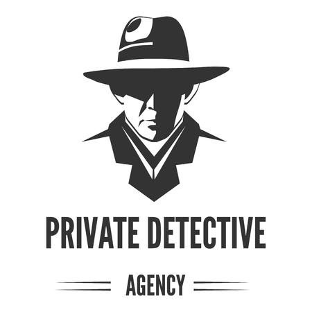 Private detective logo of vector man in hat for investigation service agencyのイラスト素材