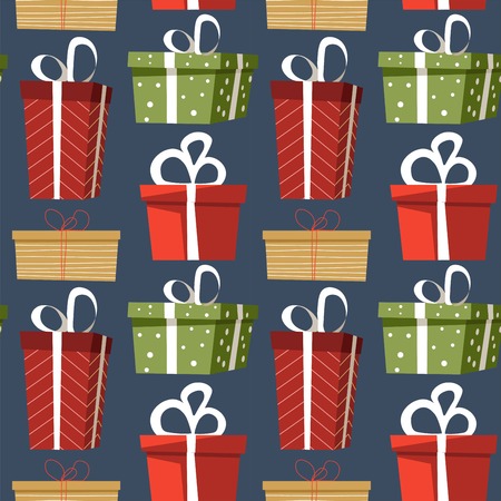 Presents and gifts decorated with wrapping paper and bowsの写真素材