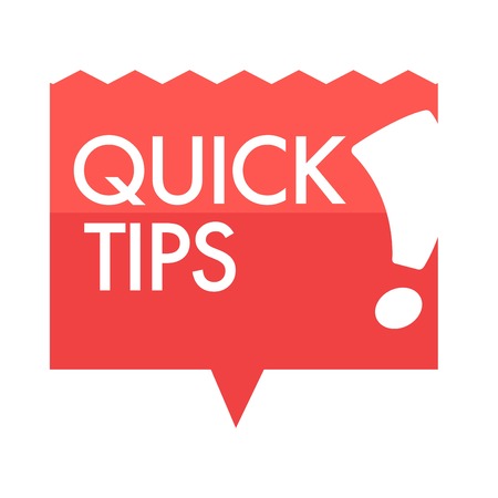 Quick tips poster giving advice. Hand gesture and headline placed in black block