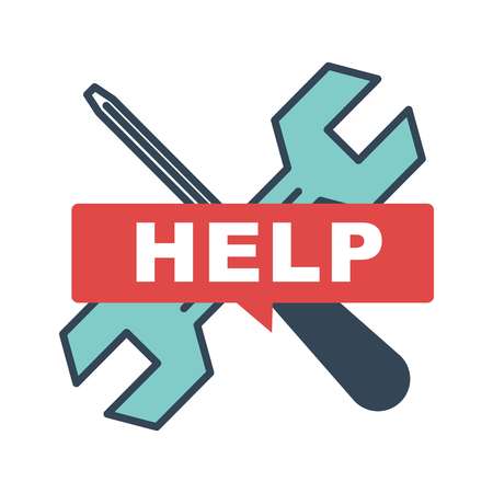Help center tools and instrument for fixing damages isolated icon vector wrench and device for fixation and repairing technology support of online store technical side of business hotline serviceのイラスト素材