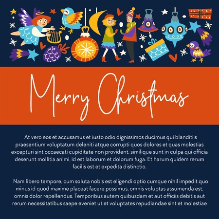 Merry Christmas, couple of man and woman dancing at night vectorのイラスト素材