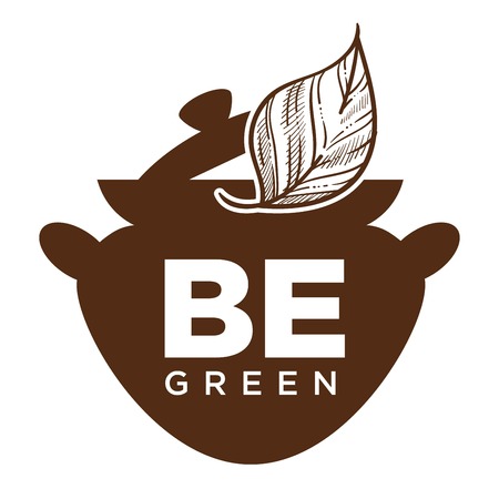 Be green cafe with natural food and drinks iconのイラスト素材