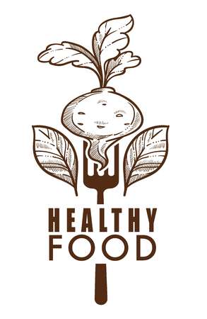 Healthy food isolated icon beetroot and leavesのイラスト素材