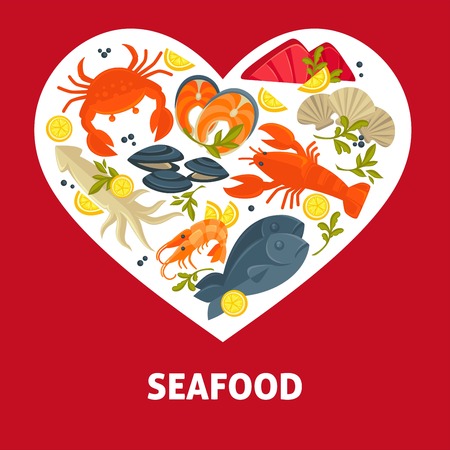 Seafood menu fish and lobster or crab and oystersのイラスト素材