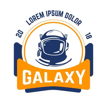 Galaxy isolated emblem space and aeronautics industry astronaut helmetのイラスト素材