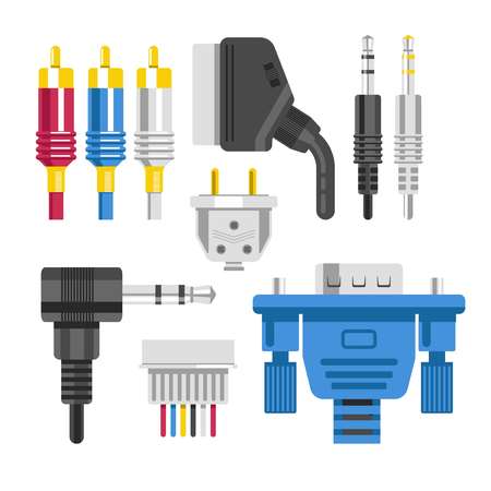 Cable and connector adapter and plug technology devices connectionのイラスト素材