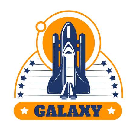 Galaxy space program isolated icon spaceship or rocket and starsのイラスト素材