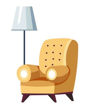 Armchair and floor lamp hotel furniture seat and lightのイラスト素材