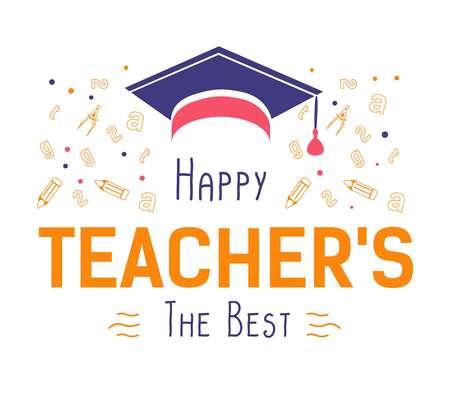 Teachers day professional holiday education industry academic capのイラスト素材