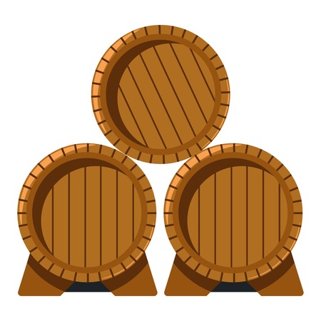Wooden barrels with wine winemaking industry alcohol productionのイラスト素材