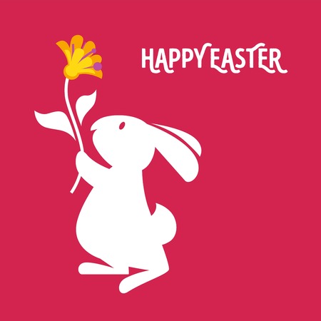 Easter cartoon illustration greeting card with whiteのイラスト素材