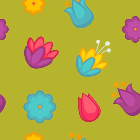 Vector background seamless pattern with spring tulipのイラスト素材