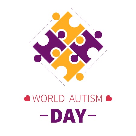 Puzzle pieces or jigsaw world autism day isolated icon slow developmental brain dysfunction socializing problem medicine and healthcare tolerance and solidarity day appreciation help or charity fund.のイラスト素材