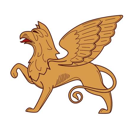 Gryphon royal heraldry mythical creature power and strength symbolのイラスト素材