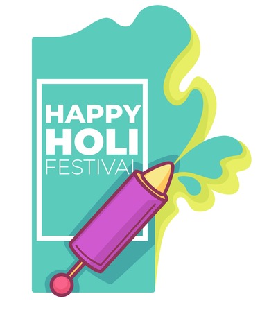 Happy holi festival syringe with paint color powderのイラスト素材