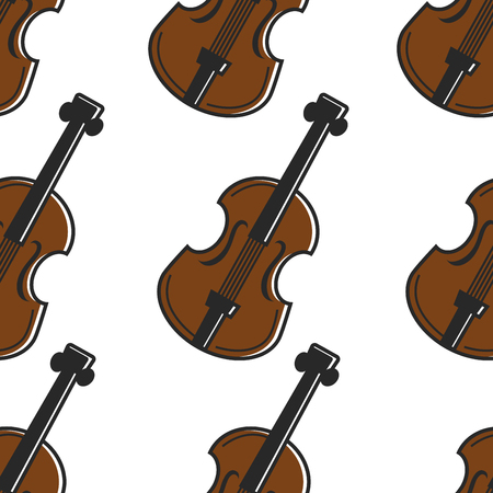 Austrian national musical instrument violin seamless pattern vector string device music playing Austria culture and heritage art concert or orchestra performance melody and song live sound tune.のイラスト素材