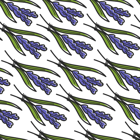 Croatian symbol iris plant seamless pattern blue flower vector stem and leaves with blossom endless texture travel to Croatia growing plantation floral wallpaper print tourism culture exploration.のイラスト素材