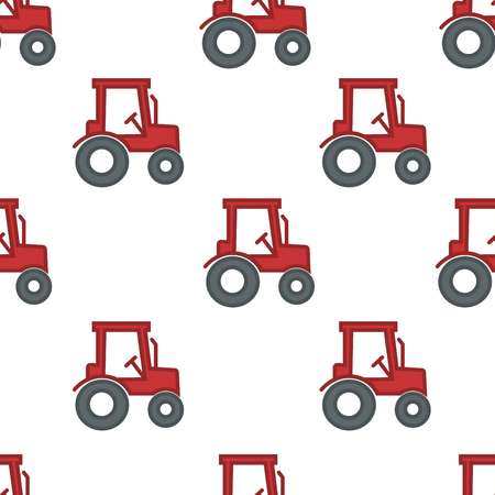 Vehicle tractor or harvester farming and agriculture seamless pattern vector transportation field works equipment or machinery endless texture crop collecting ranch wallpaper print transportのイラスト素材