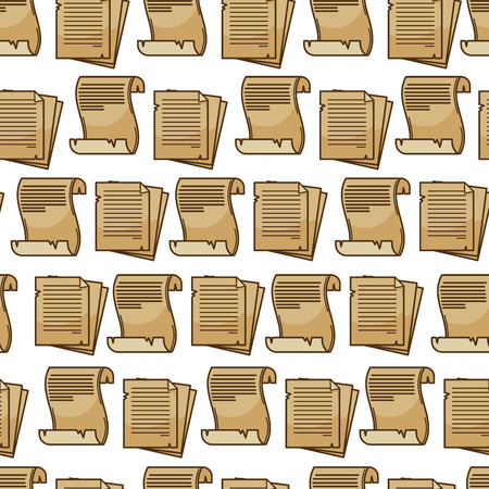 Parchment or papyrus scroll manuscript old paper sheet seamless pattern vector text handwriting ancient historical document endless texture education and knowledge literature wallpaper printのイラスト素材