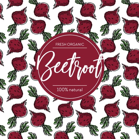 Sweet beet or beetroot seamless pattern vegetable agriculture vector plant organic food root endless texture cultivation and farming wallpaper print growing and gardening natural product harvest.のイラスト素材