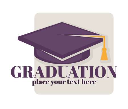 Graduation isolated greeting icon or logo education and knowledge Bachelorのイラスト素材