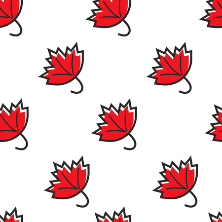 Maple leaf seamless pattern Canadian symbol traveling vector travel to Canada autumn tree foliage endless texture tourism dry red fall leaves seasonal wallpaper print flora biology backdrop journey.のイラスト素材