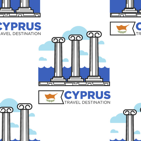 Cyprus ancient pillars seamless pattern columns and seaのイラスト素材