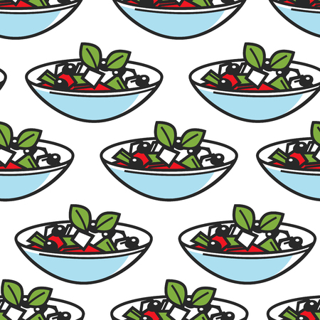 Greek salad dish seamless pattern Greece cuisineのイラスト素材