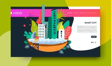 Smart city modern technology online web page templateのイラスト素材