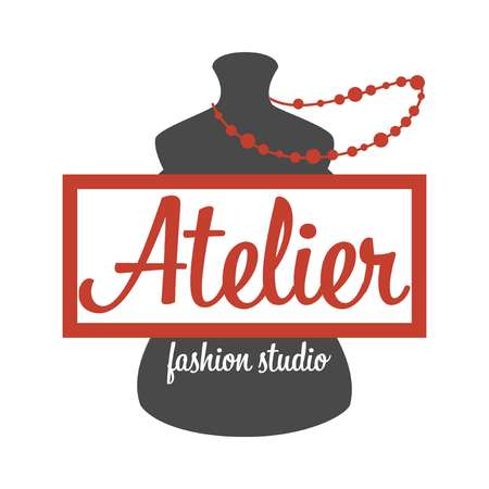Atelier fashion studio mannequin and beads isolated iconのイラスト素材