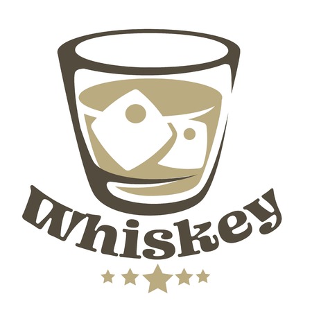 Whiskey in glass with ice isolated icon alcohol drinkのイラスト素材