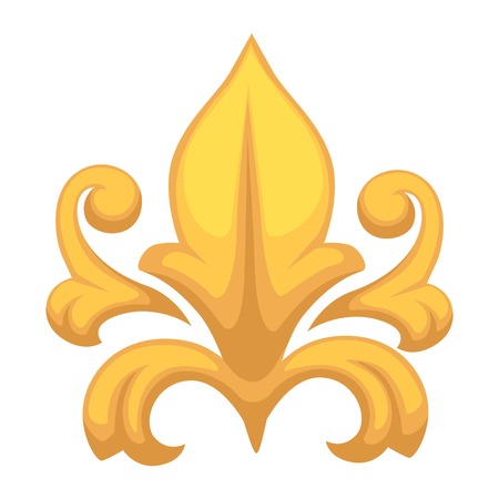 Gold Baroque decor floristic gold element isolated objectのイラスト素材