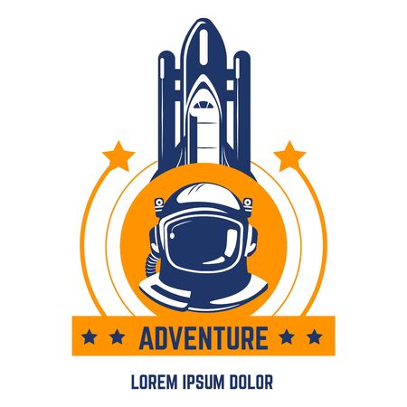 Space adventure isolated icon spaceman and spaceship cosmos explorationのイラスト素材