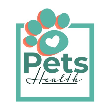 Pets health isolated icon vet clinic dog or cat pawのイラスト素材