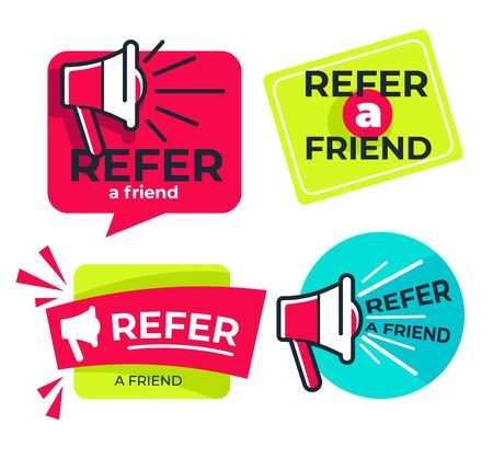 Refer friend isolated icons share media informationのイラスト素材