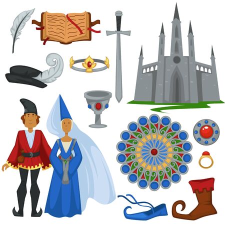 Gothic style vintage fashion architecture decor and accessories man and womanのイラスト素材