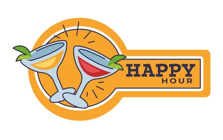 Happy hour in pub or bar isolated icon, cocktail partyのイラスト素材