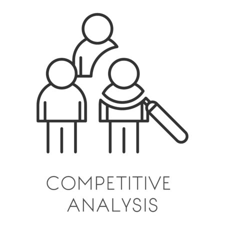 Startup and business, competitive analysis or data analyzing isolated outline iconのイラスト素材