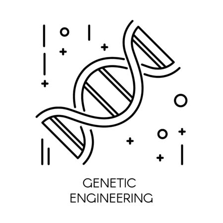 Genetic engineering, DNA molecule isolated outline iconのイラスト素材