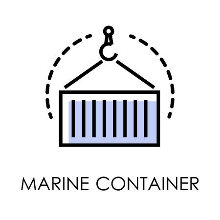 Sea transportation, industrial marine container isolated iconのイラスト素材