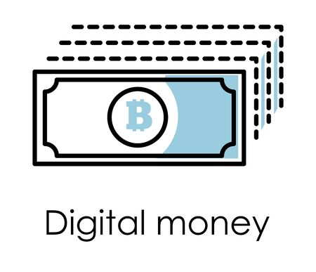 Financial Internet transaction, digital money isolated outline iconのイラスト素材