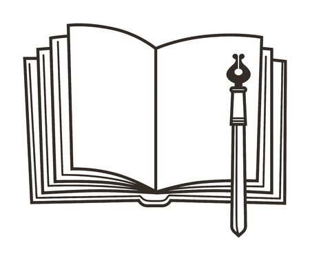 Book and pen, education symbol, empty diary and writing toolのイラスト素材