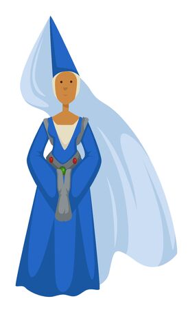 Gothic fashion, woman or princess in dress and cone hat with veilのイラスト素材