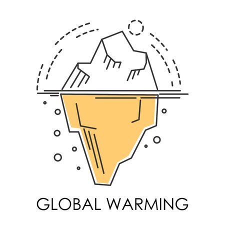 Global warming, glacier melting isolated icon, natural disasterのイラスト素材