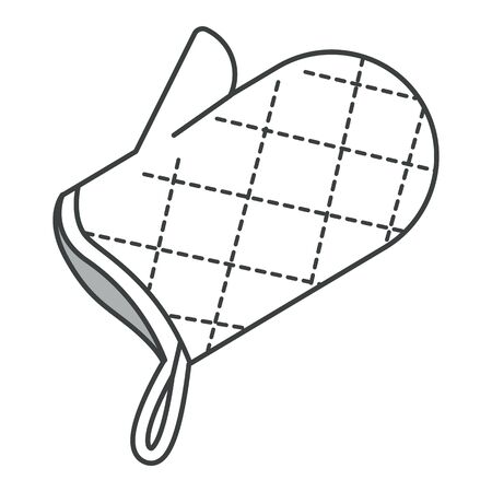 BBQ and kitchen glove, home textile or cotton fabric, isolated iconのイラスト素材