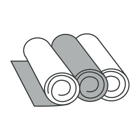 Cotton fabric or textile rolls, rugs or mats scroll, isolated iconのイラスト素材