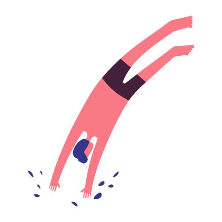 Person jumping head front into swimming pool waterのイラスト素材