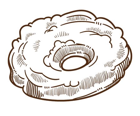 Fast food snack, onion ring isolated sketchのイラスト素材