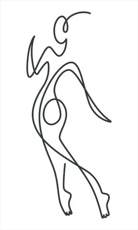 Woman figure continuous line drawing isolated iconのイラスト素材