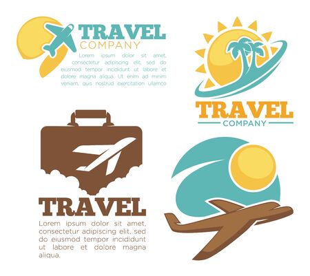 Travel agency isolated icons plane and flight tropical islandのイラスト素材